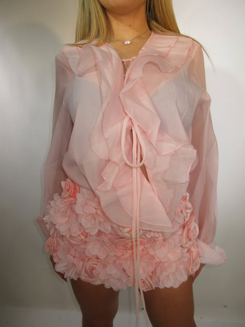 Camicia rosa con rouches