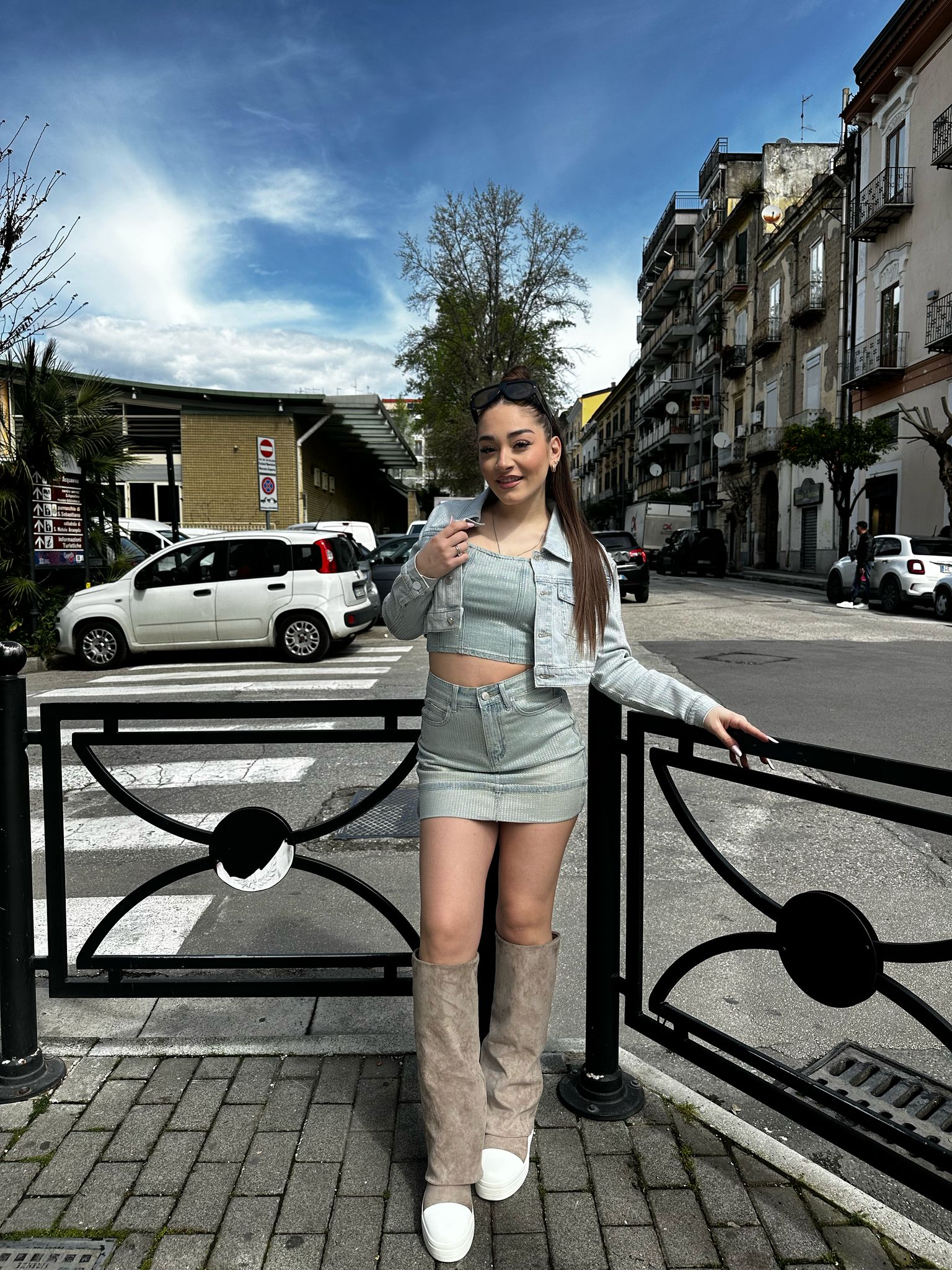 Top denim glitter