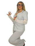 Giacca con manica shine grigia